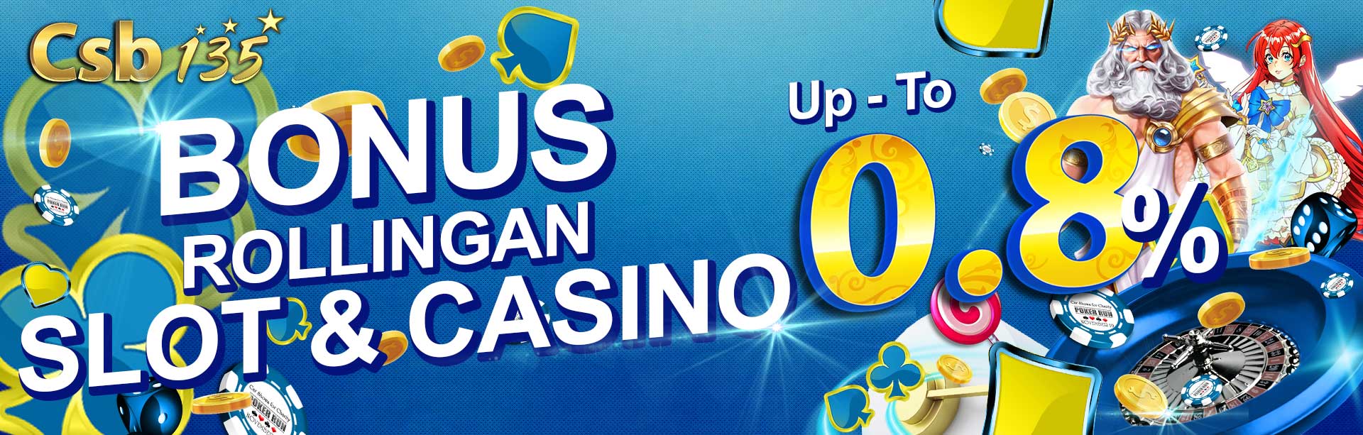 BONUS ROLLINGAN SLOT & CASINO UP TO 0.8%